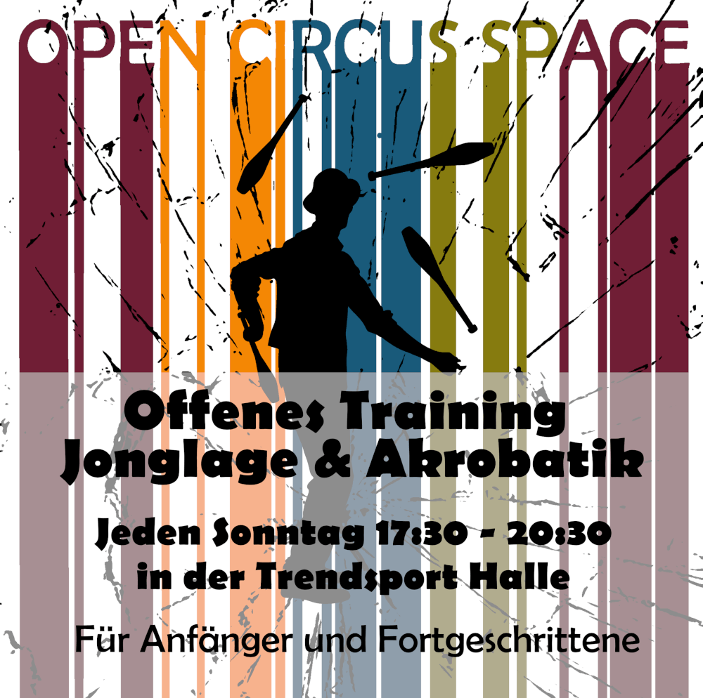 Plakát Open Circus Space s postavou žonglující osoby
